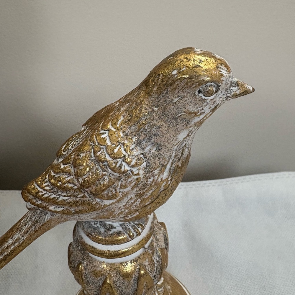 Gold and White Bird Figurine